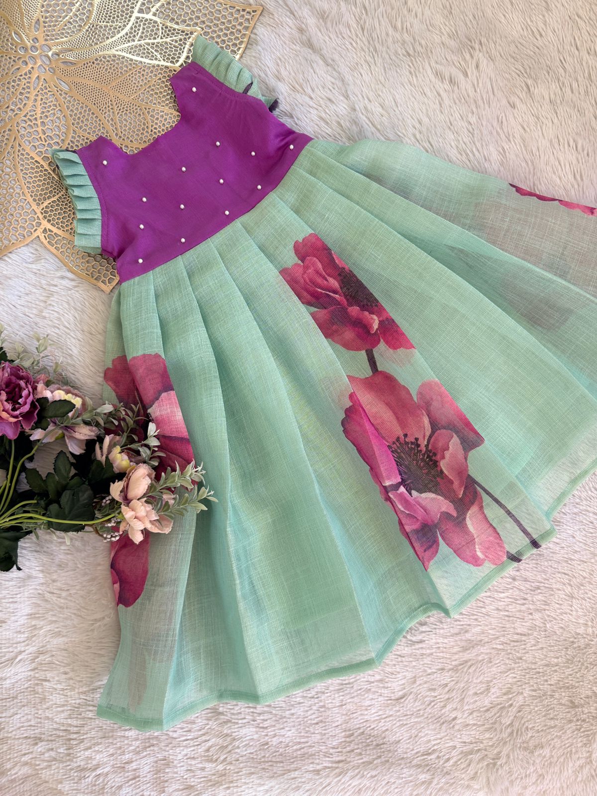 BABY BLOOM -FS031- PURPLE TURQUOISE FROCK