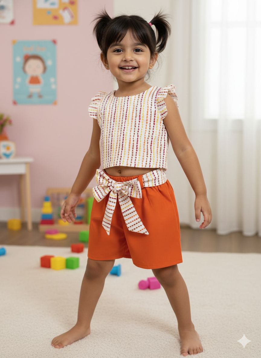 Twinkle - FS035- WHITE ORANGE CO-ORD SET