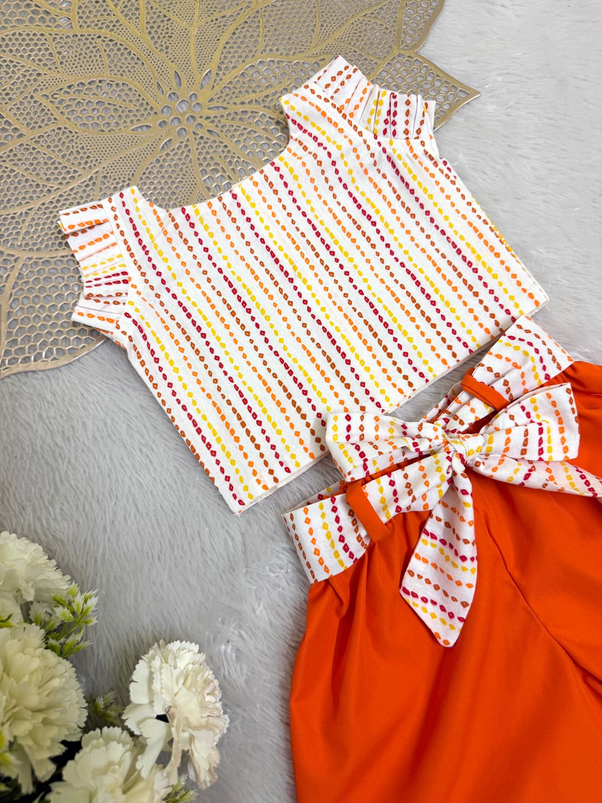 Twinkle - FS035- WHITE ORANGE CO-ORD SET