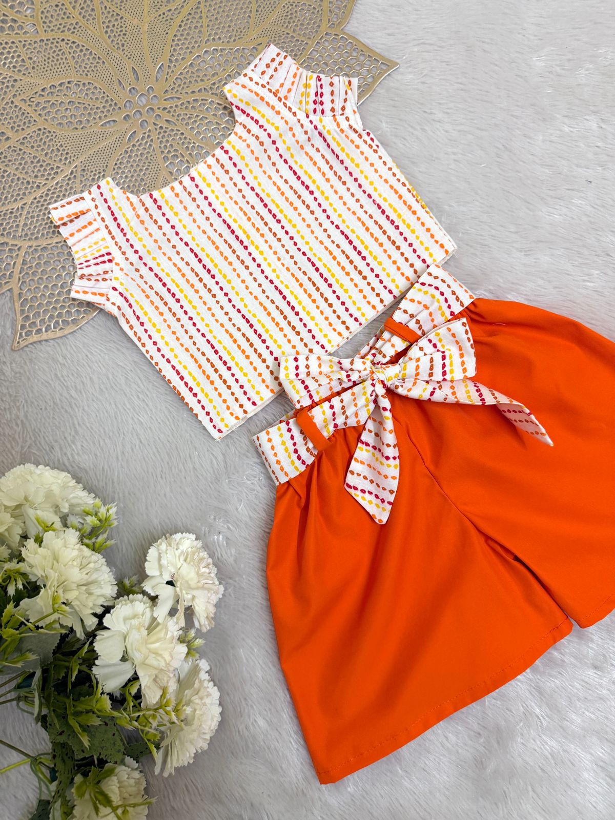 Twinkle - FS035- WHITE ORANGE CO-ORD SET