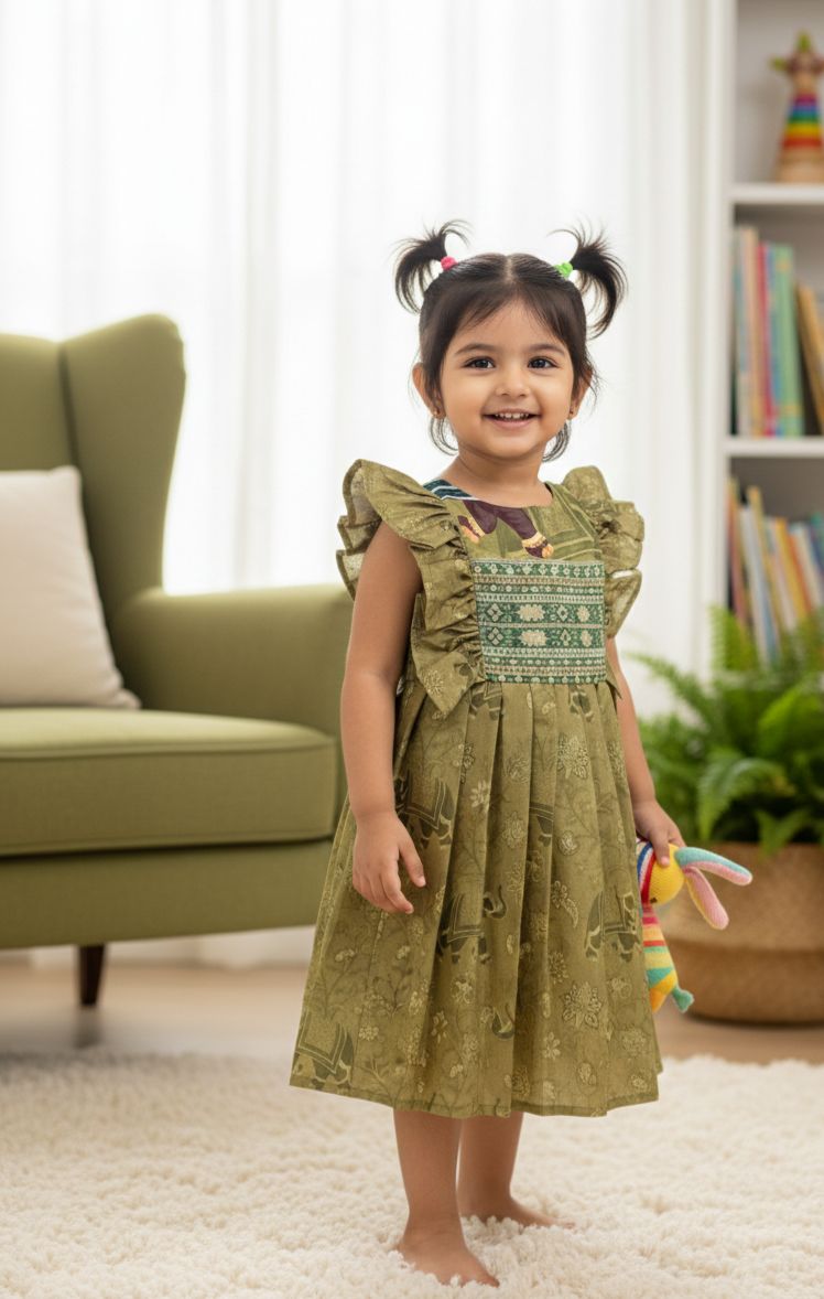 SUNBLUSH NEWBORN-FS038- GREEN FROCK