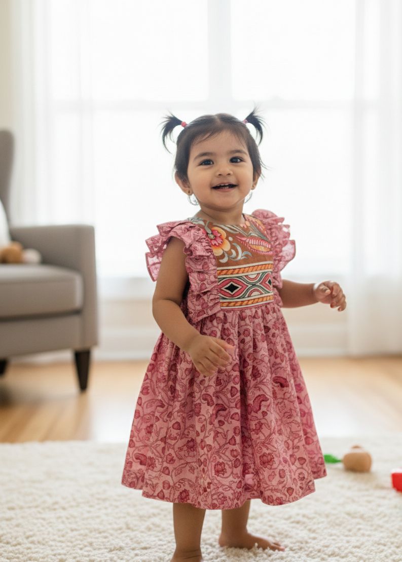 SUNBLUSH NEWBORN-FS040- PINK  FROCK