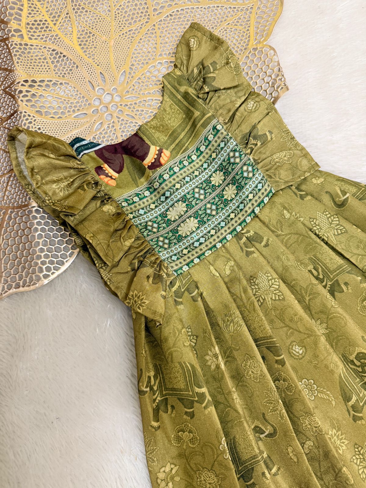 SUNBLUSH NEWBORN-FS038- GREEN FROCK