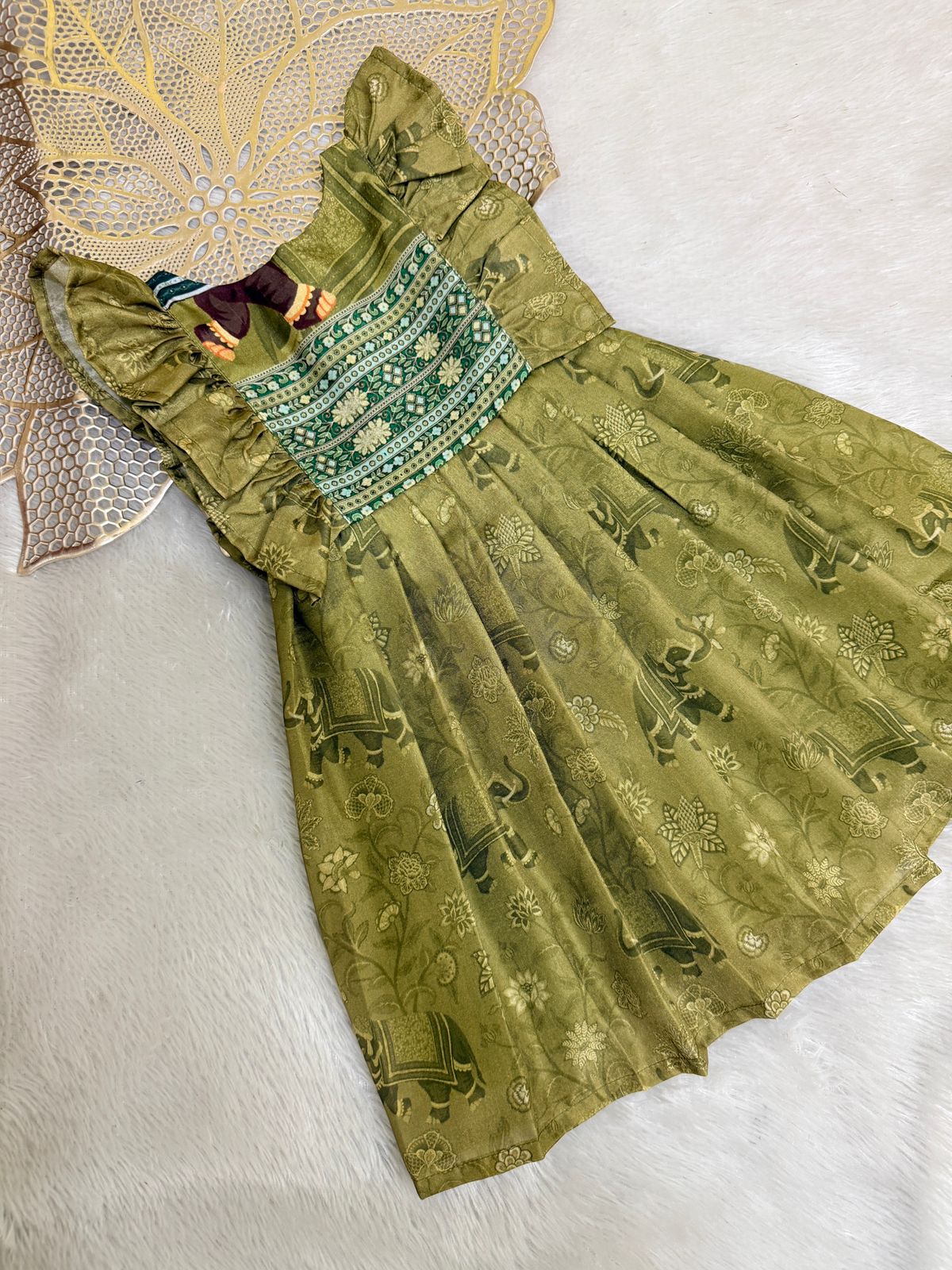 SUNBLUSH NEWBORN-FS038- GREEN FROCK