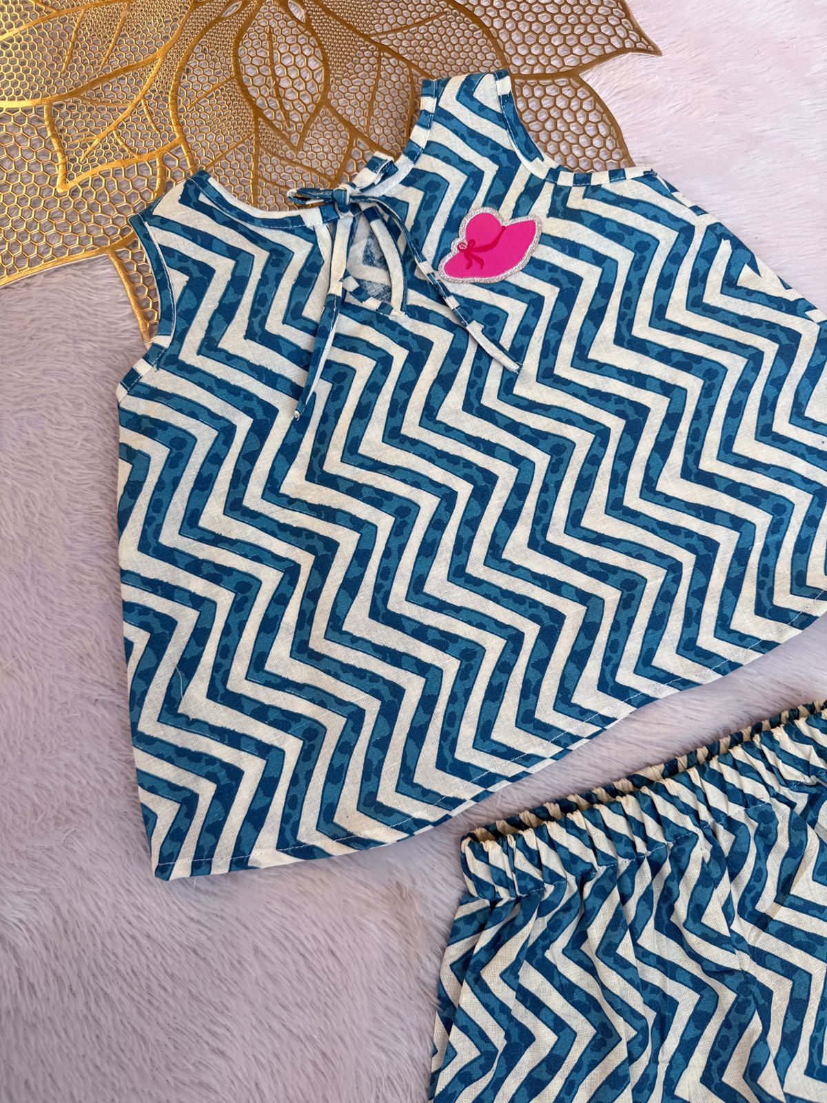 Twinkle - FS044- BLUE ZIGZAG COORD SET