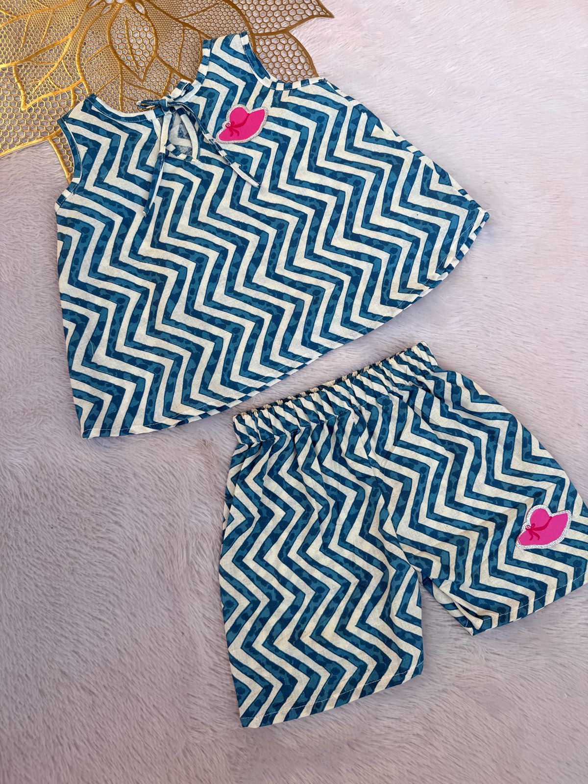 Twinkle - FS044- BLUE ZIGZAG COORD SET