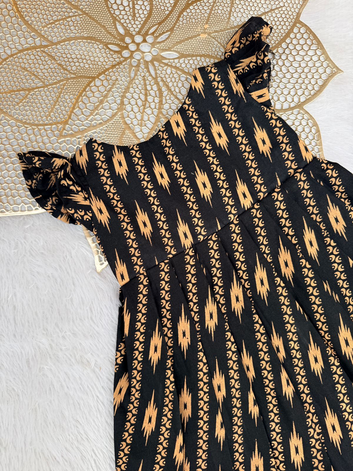 TINY DESI-FS046 IKKAT BLACK FROCK