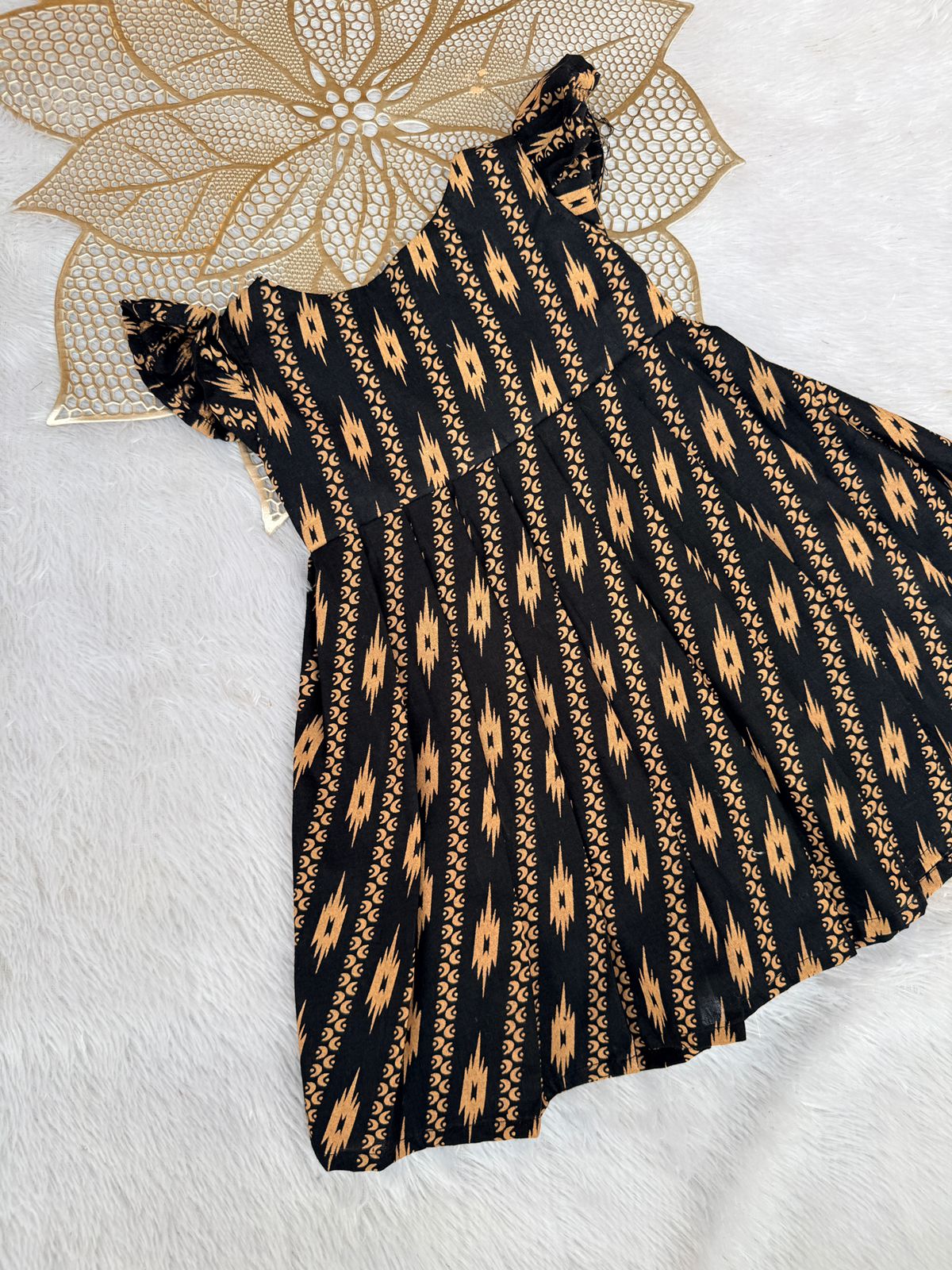 TINY DESI-FS046 IKKAT BLACK FROCK