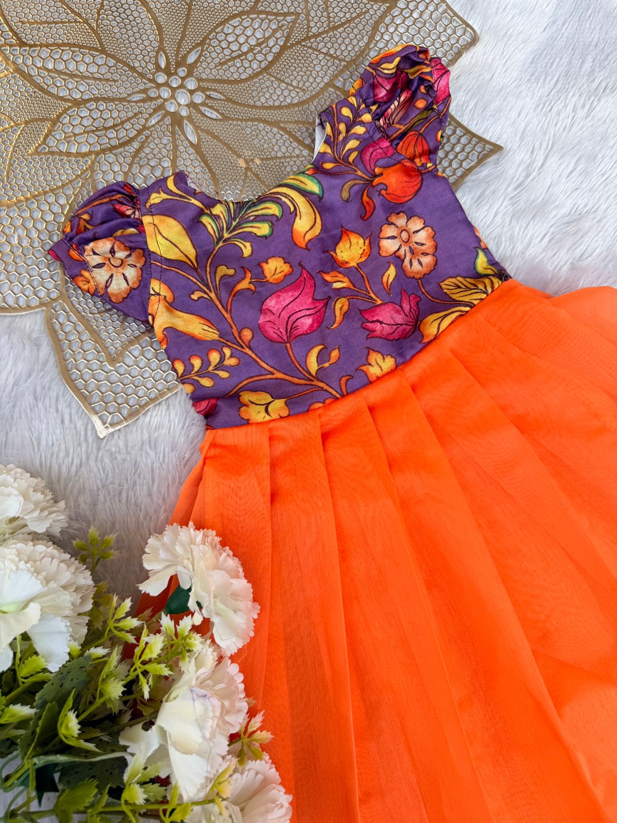 BABY BLOOM -U004-VIOLET KALAMKARI FROCK