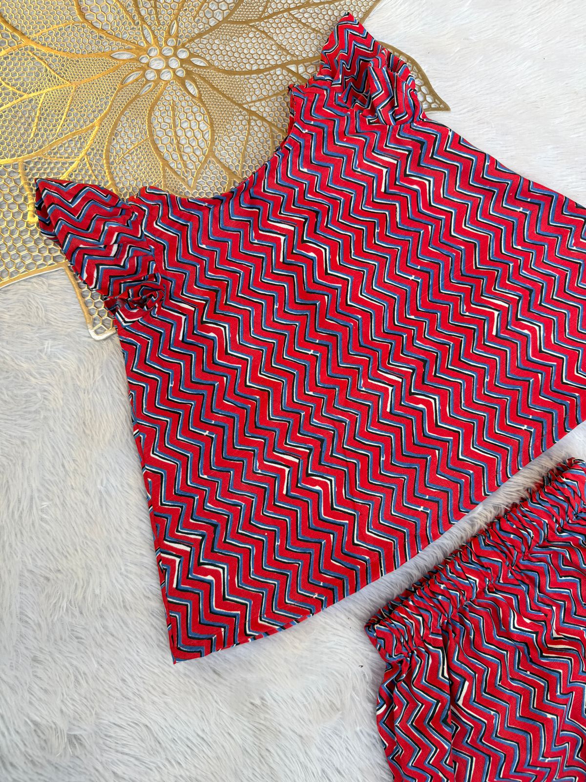 Twinkle - M200- MAROON ZIGZAG COORD SET