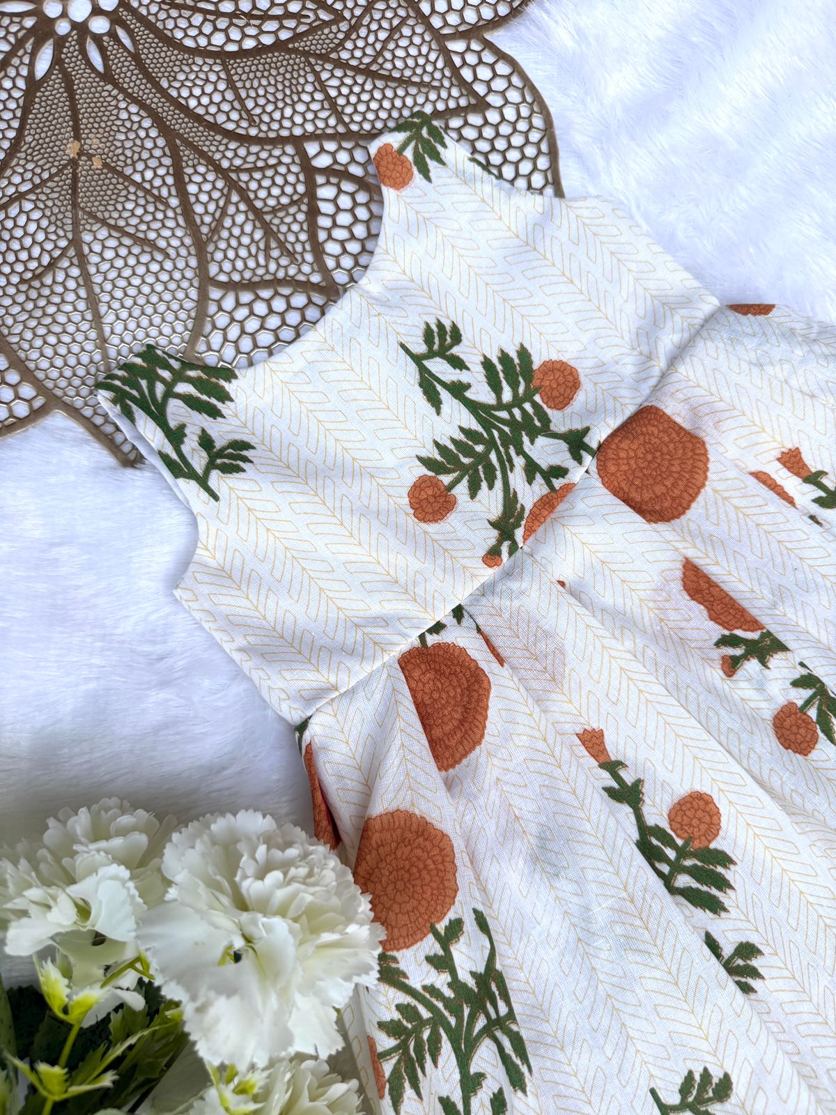 MEGA SALE-MS203- WHITE FLORAL FROCK