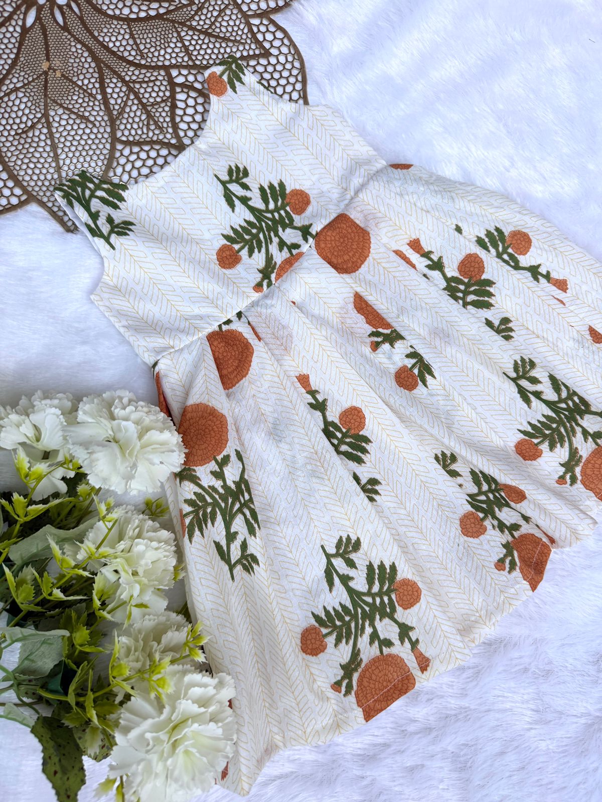 MEGA SALE-MS203- WHITE FLORAL FROCK