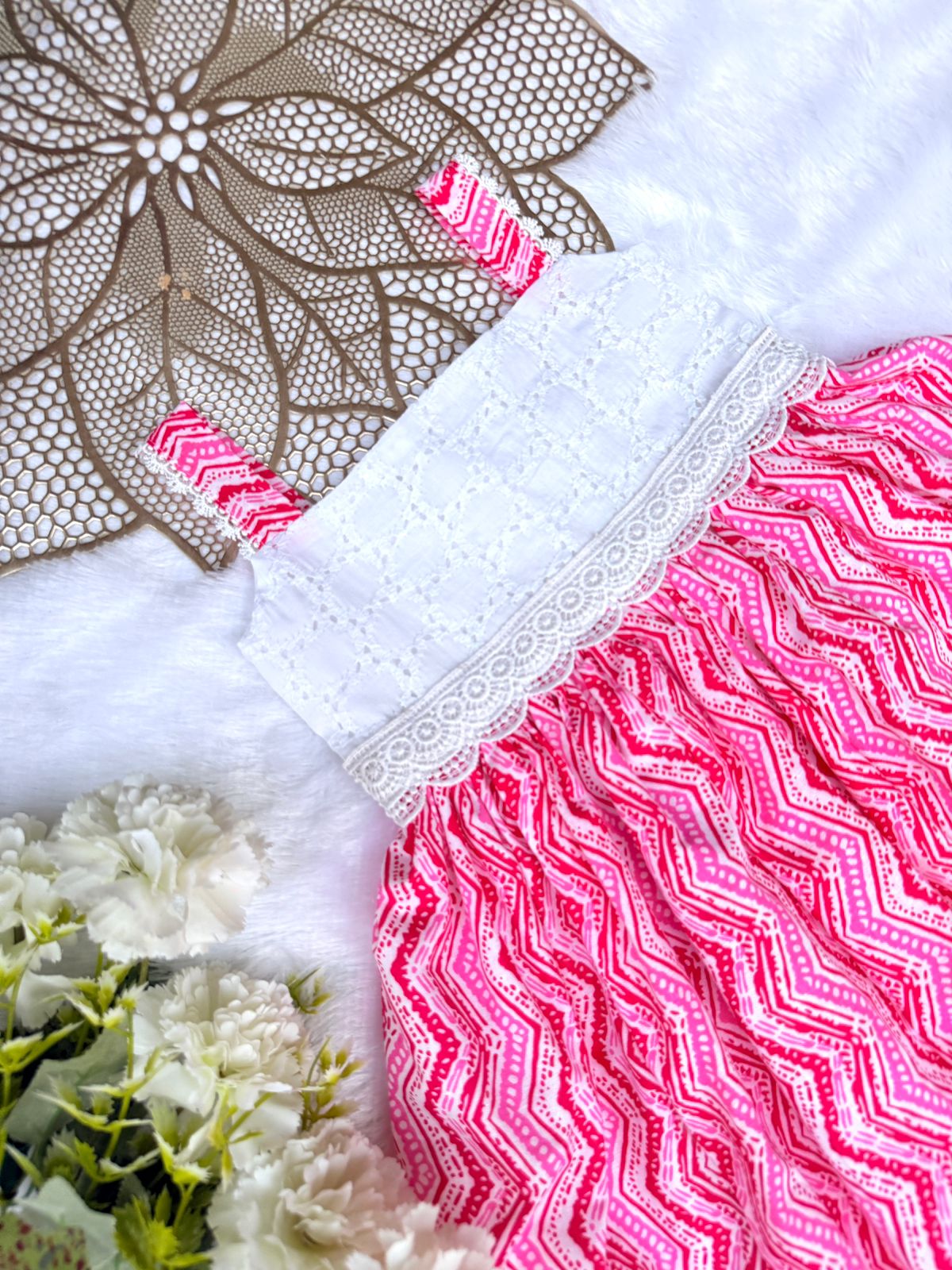MEGA SALE -M230-  WHITE PINK  FROCK