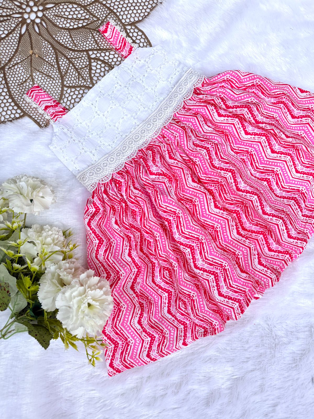 MEGA SALE -M230-  WHITE PINK  FROCK