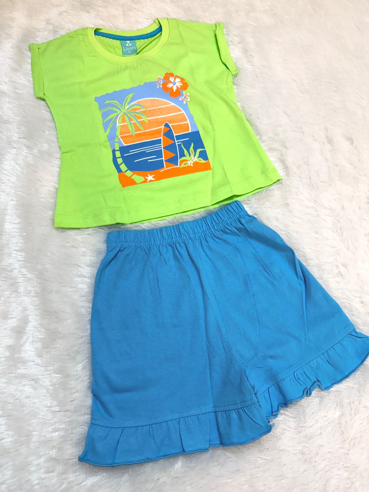 HAPPY LITTLES-HL011 - GREEN BLUE SHORT SET