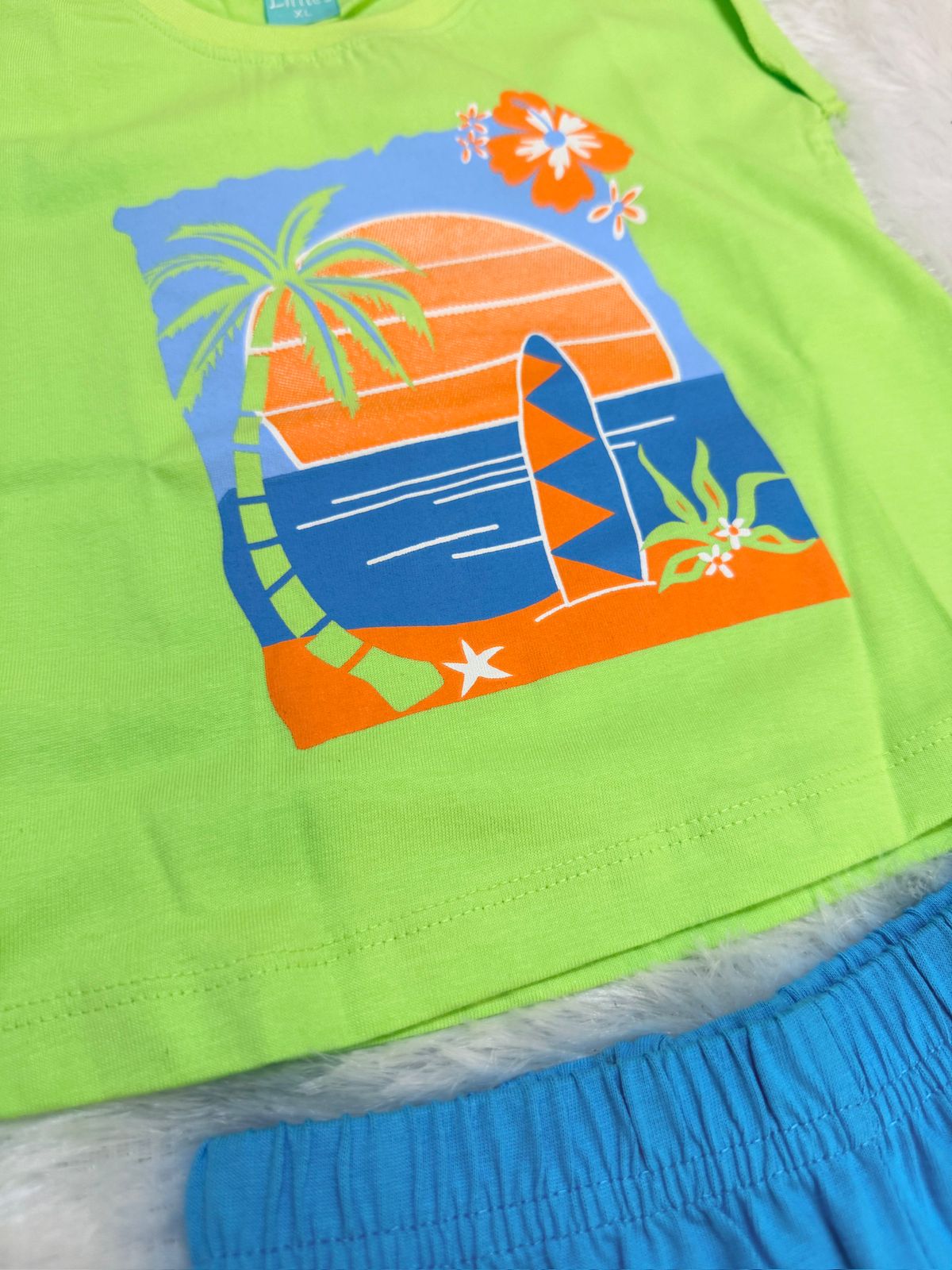 HAPPY LITTLES-HL011 - GREEN BLUE SHORT SET