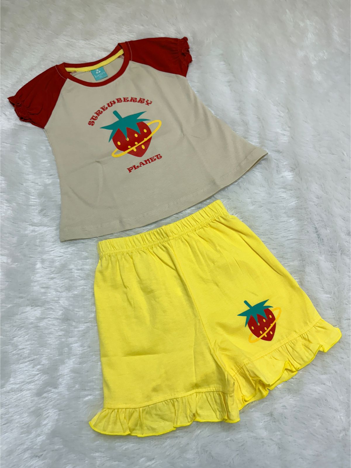 HAPPY LITTLES-HL016 - CREAM YELLOW  SHORT SET