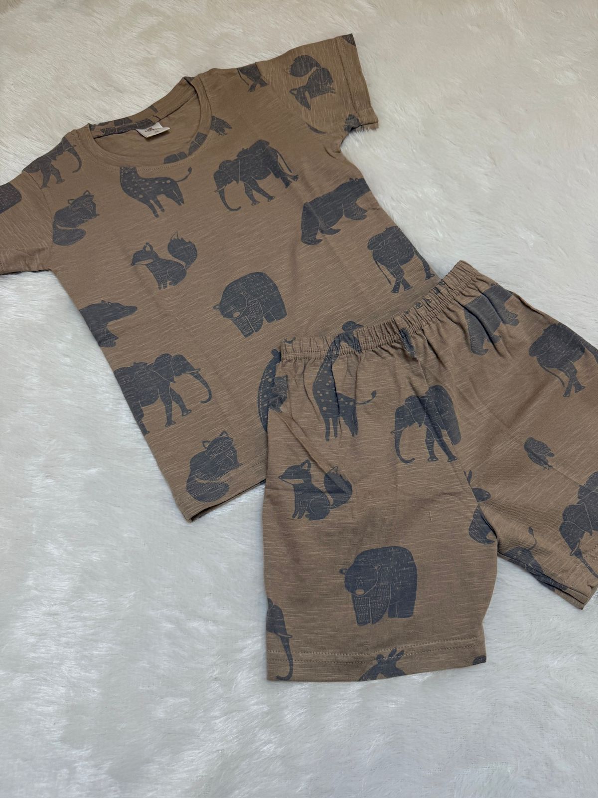 HAPPY LITTLES-HL024 -BROWN SHORTS SET