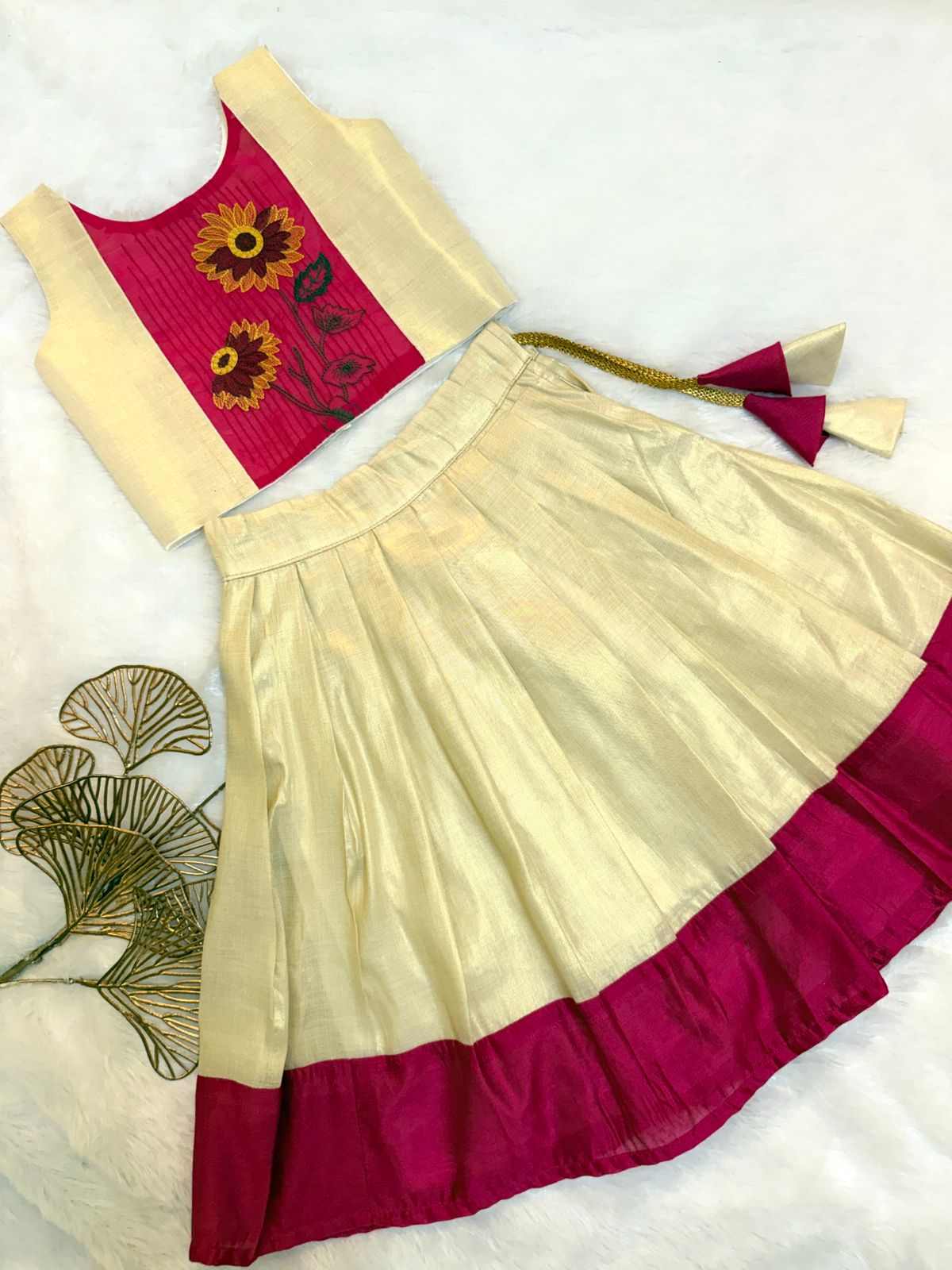 BABY BLOOM - U21- PINK EMBROIDERED skirt set