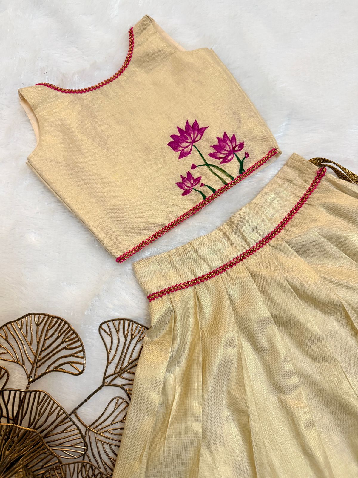 BABY BLOOM - U19- pink Hand painted skirt set