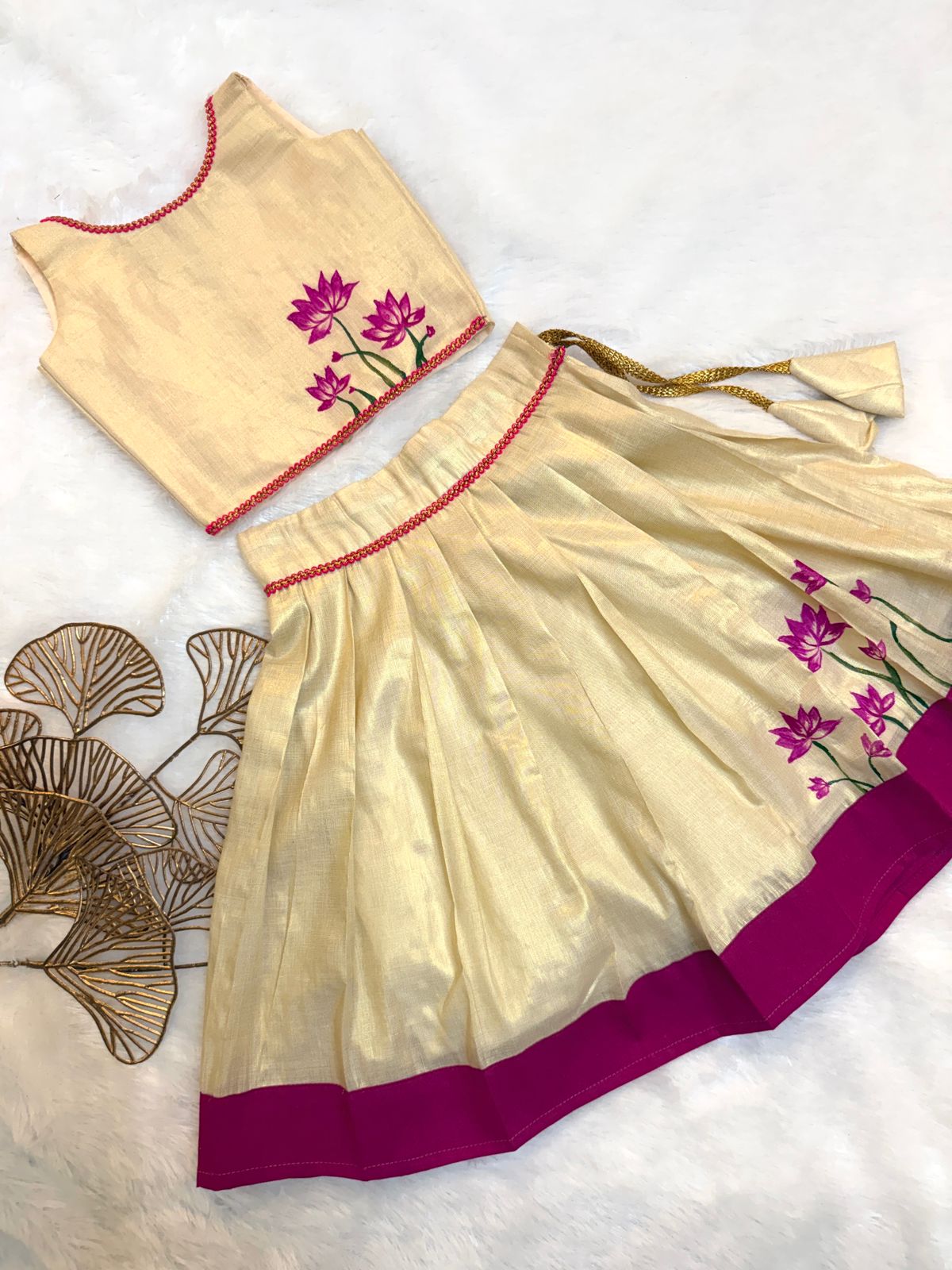 BABY BLOOM - U19- pink Hand painted skirt set