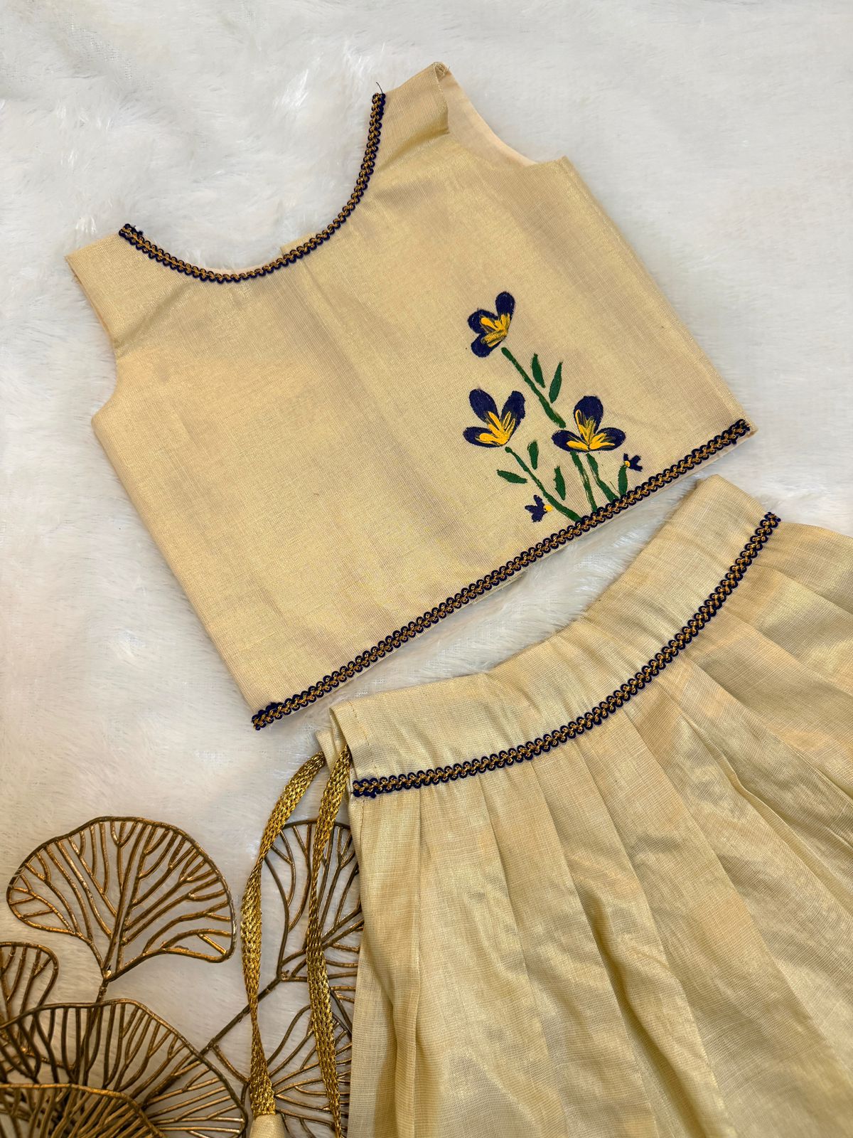 BABY BLOOM - U18- violet Hand painted skirt set