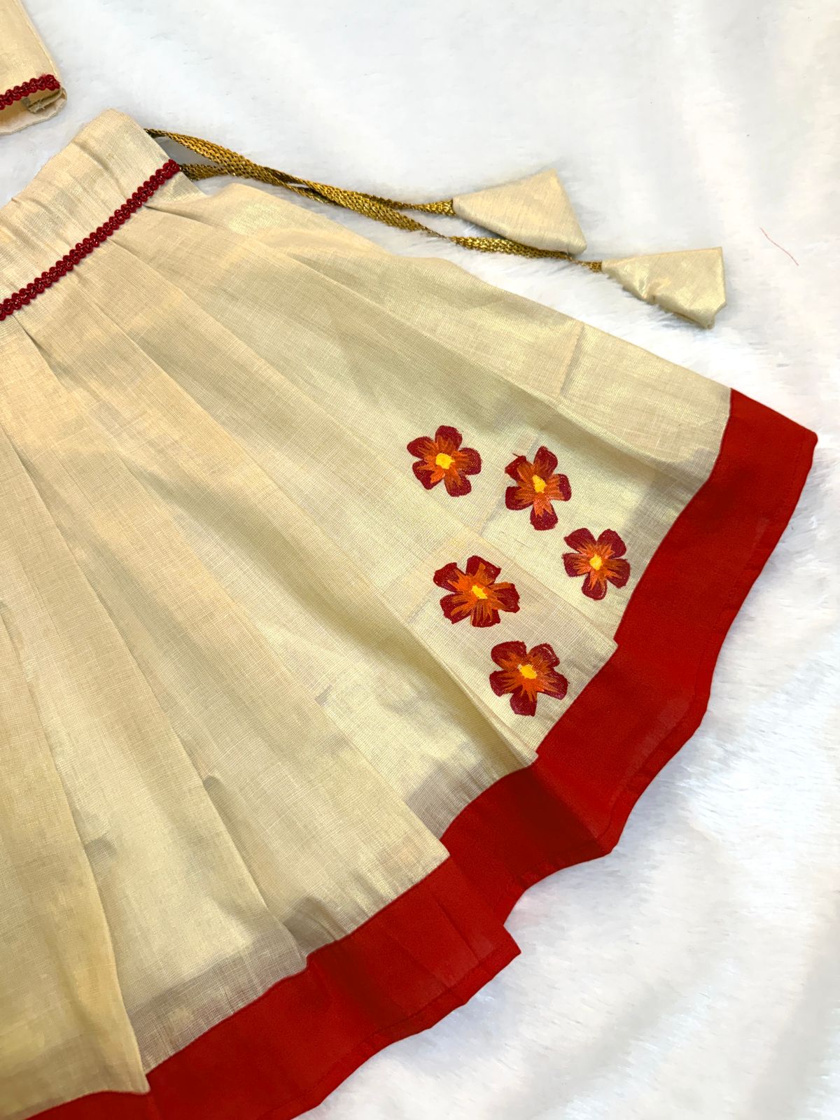 BABY BLOOM - U17- RED Hand painted skirt set