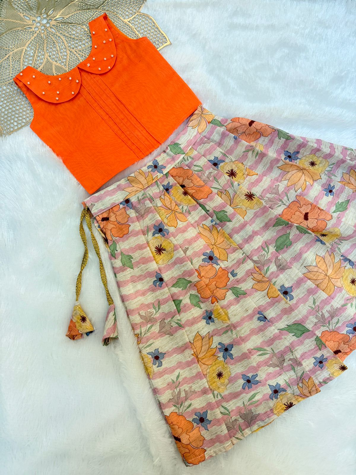 BABY BLOOM - U51-ORANGE FESTIVE SKIRT SET