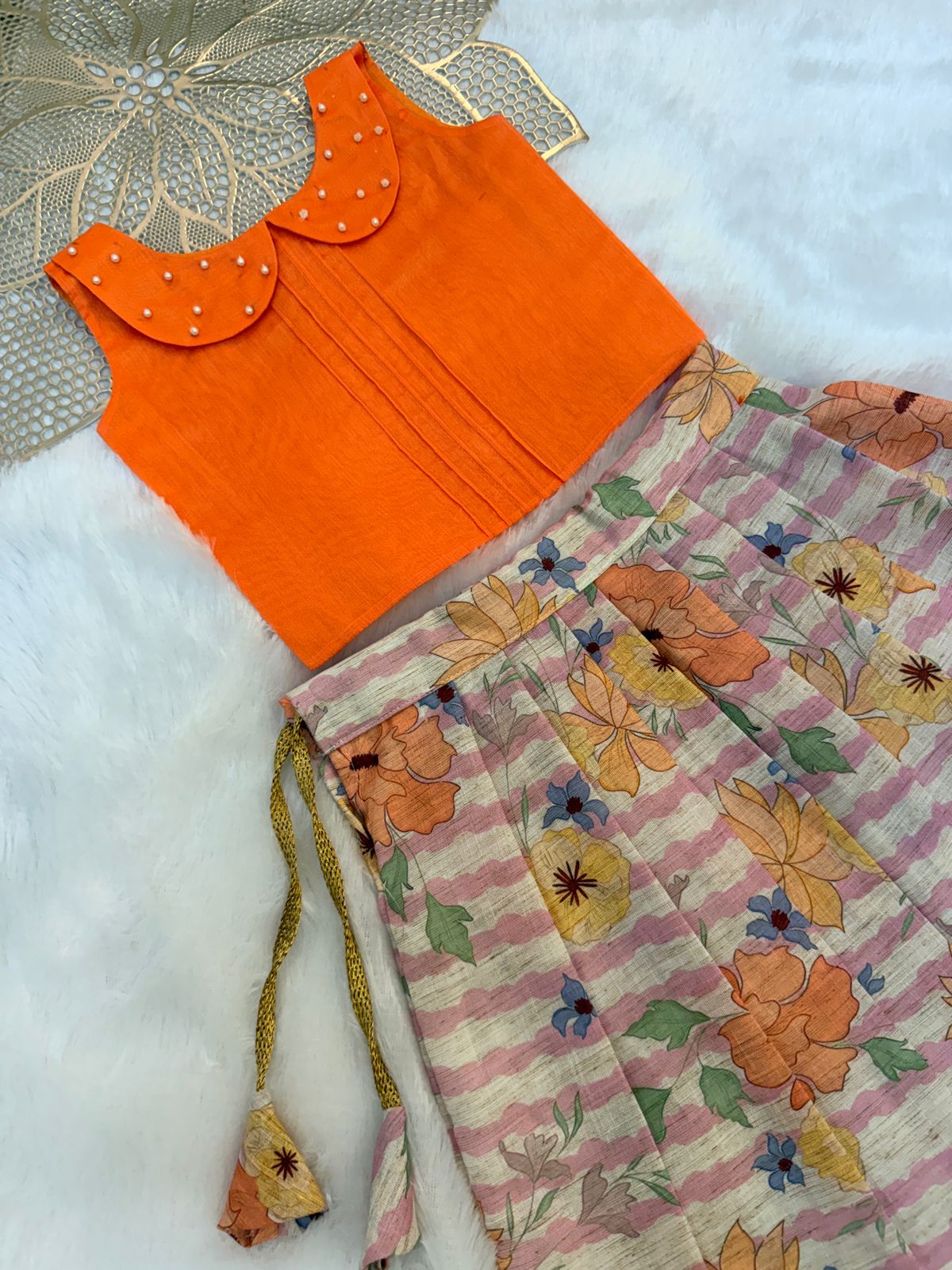 BABY BLOOM - U51-ORANGE FESTIVE SKIRT SET