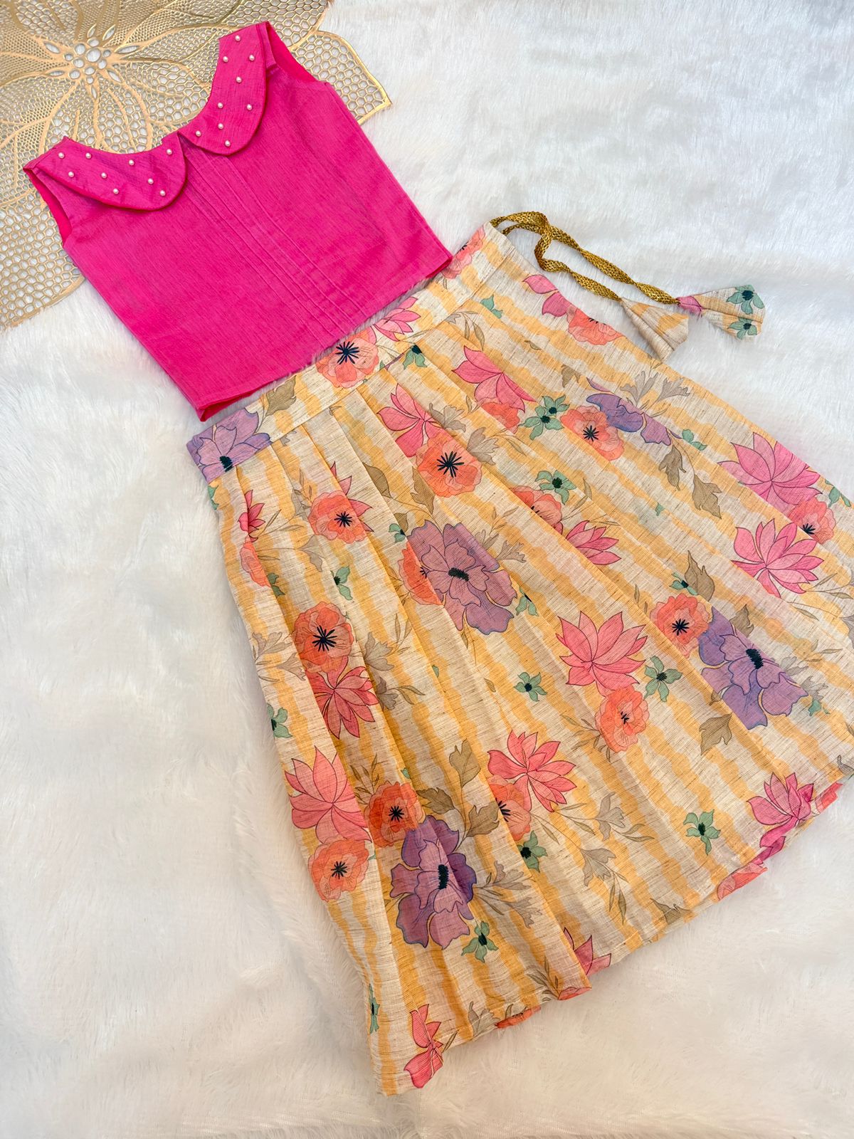 BABY BLOOM - U52-PINK FESTIVE SKIRT SET