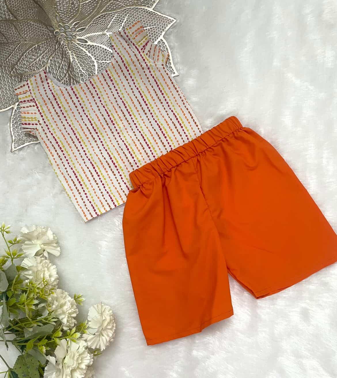 Twinkle - FS035- WHITE ORANGE CO-ORD SET