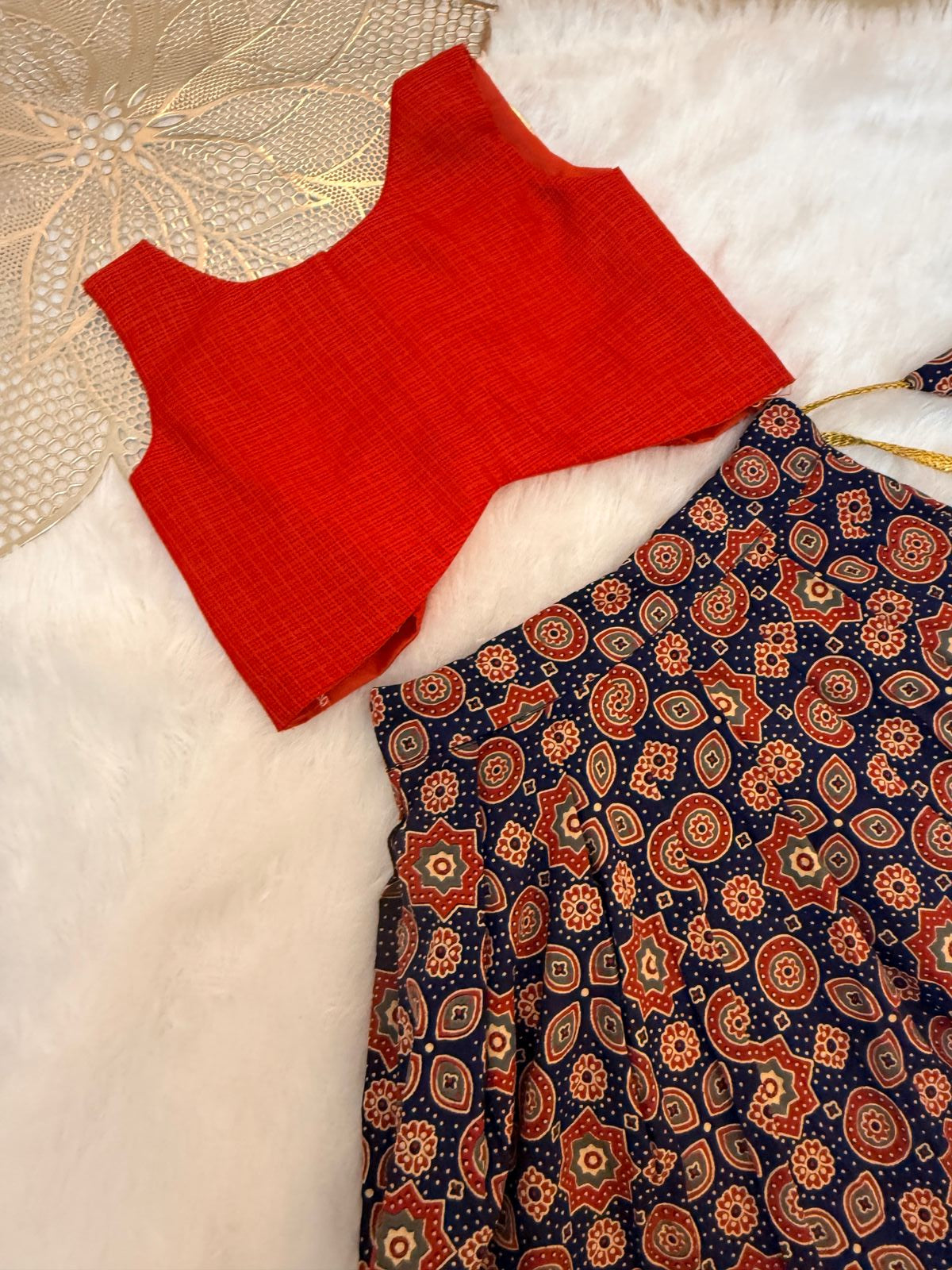 MEGA SALE-MS45- RED INDIGO SKIRT SET