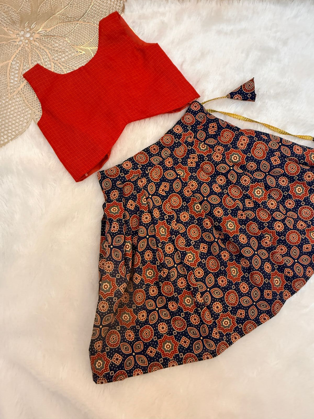 MEGA SALE-MS45- RED INDIGO SKIRT SET