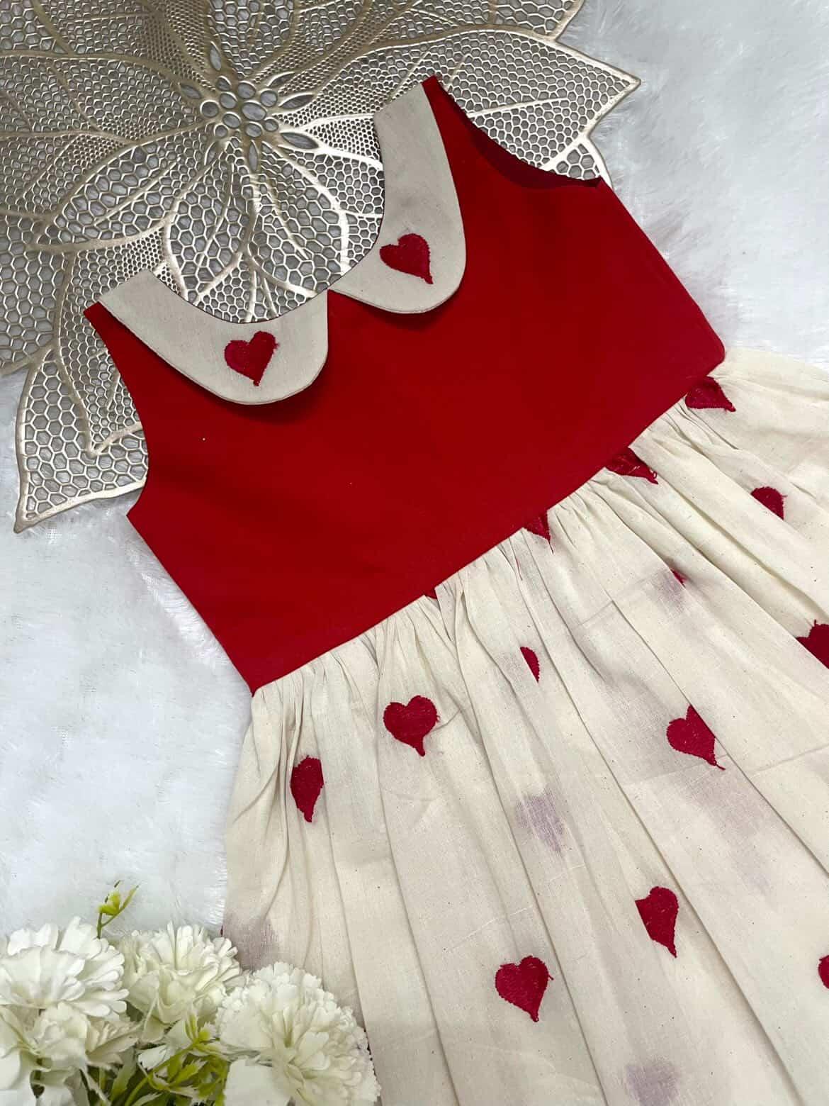 BISMI- RED PETERPAN COLLAR LOVE DRESS