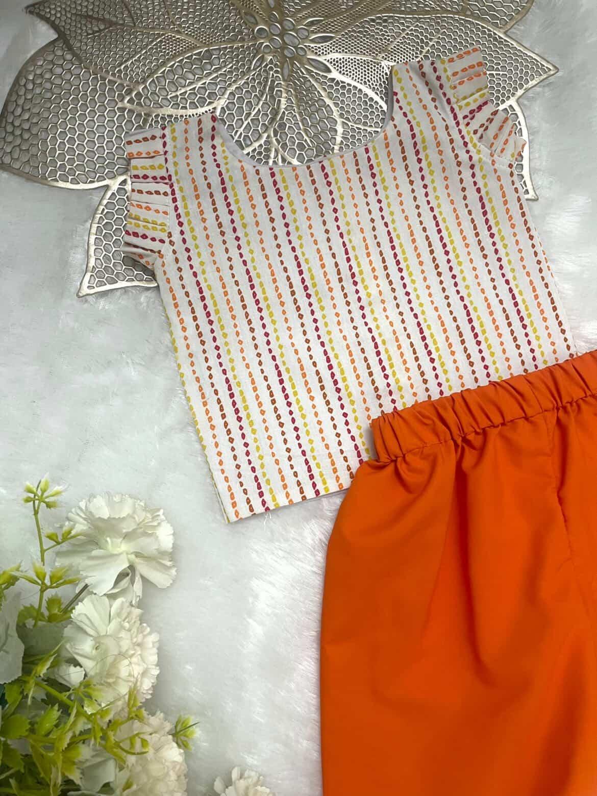 Twinkle - FS035- WHITE ORANGE CO-ORD SET