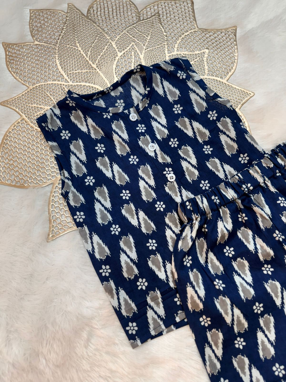 SUMMER -SC103- IKKAT INDIGO COORD SET