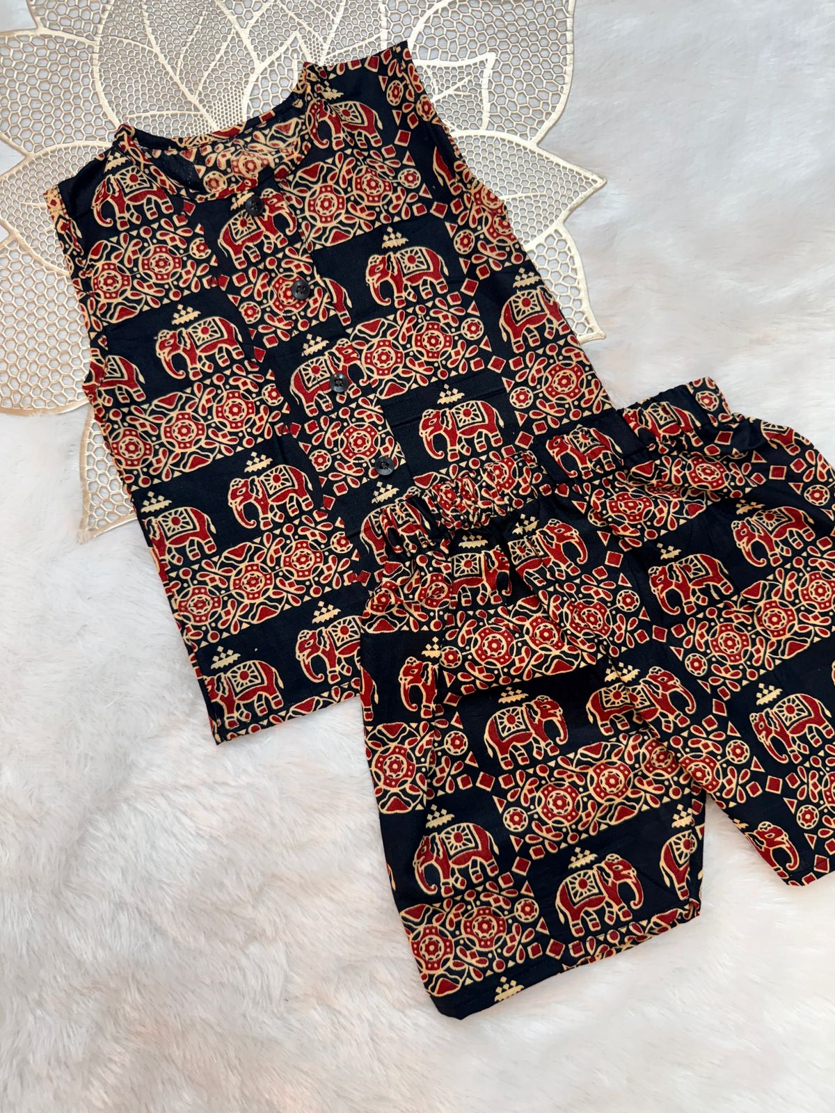 SUMMER -SC104- BLACK ELEPHANT COORD SET