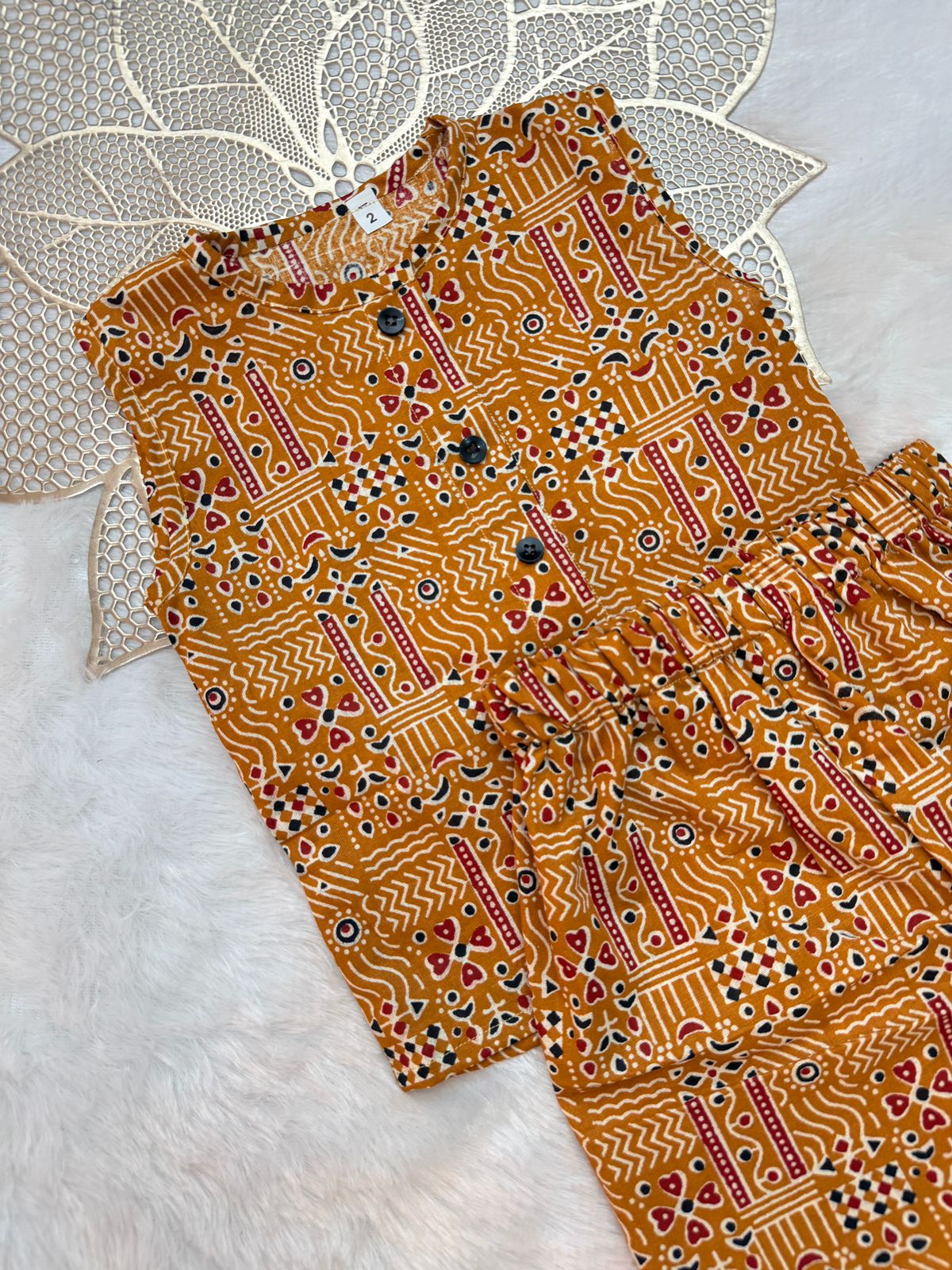 SUMMER -SC109-YELLOW AJRAKH COORD SET