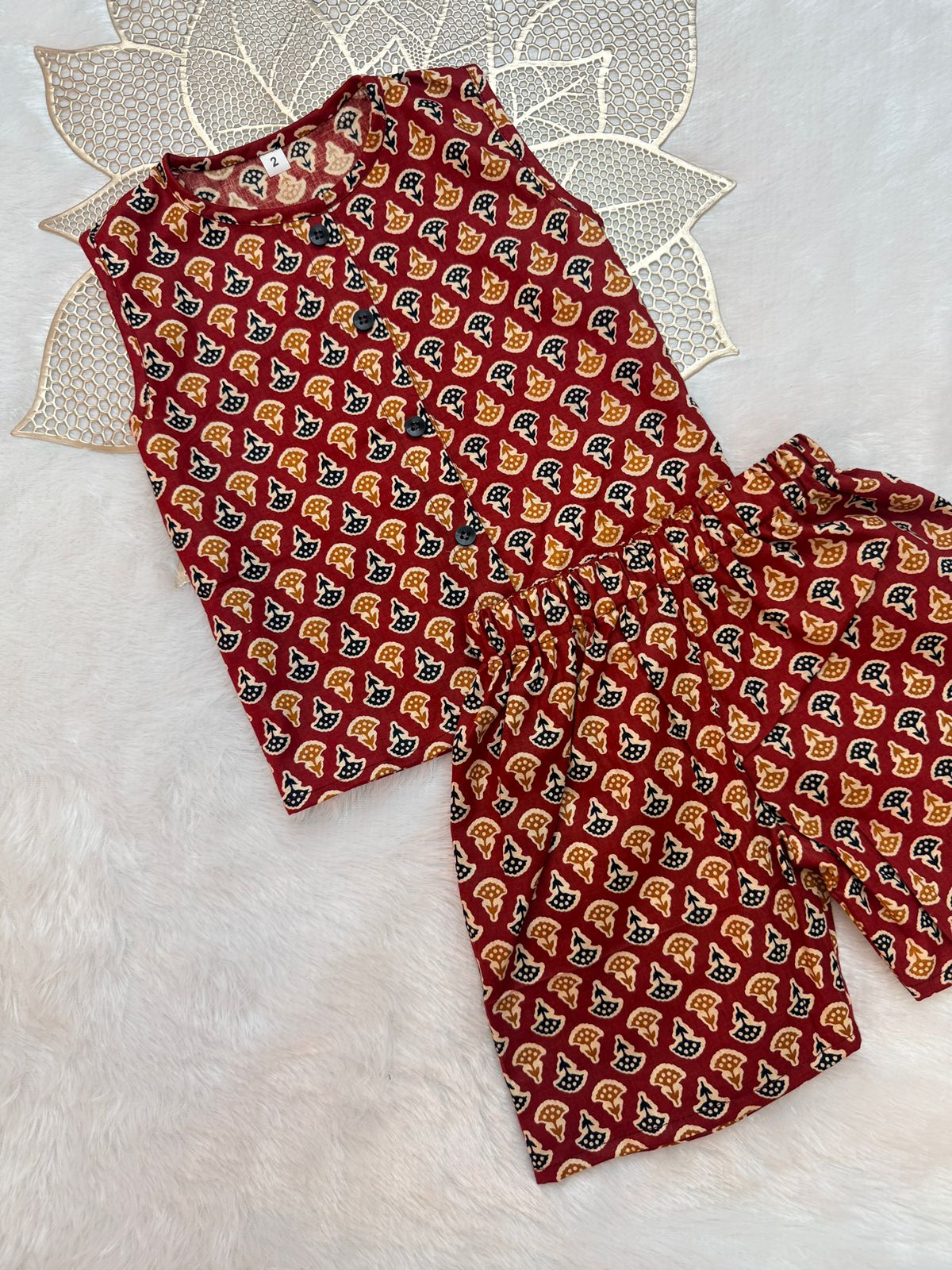 SUMMER -SC102- RUST yellow  Ajrakh COORD SET