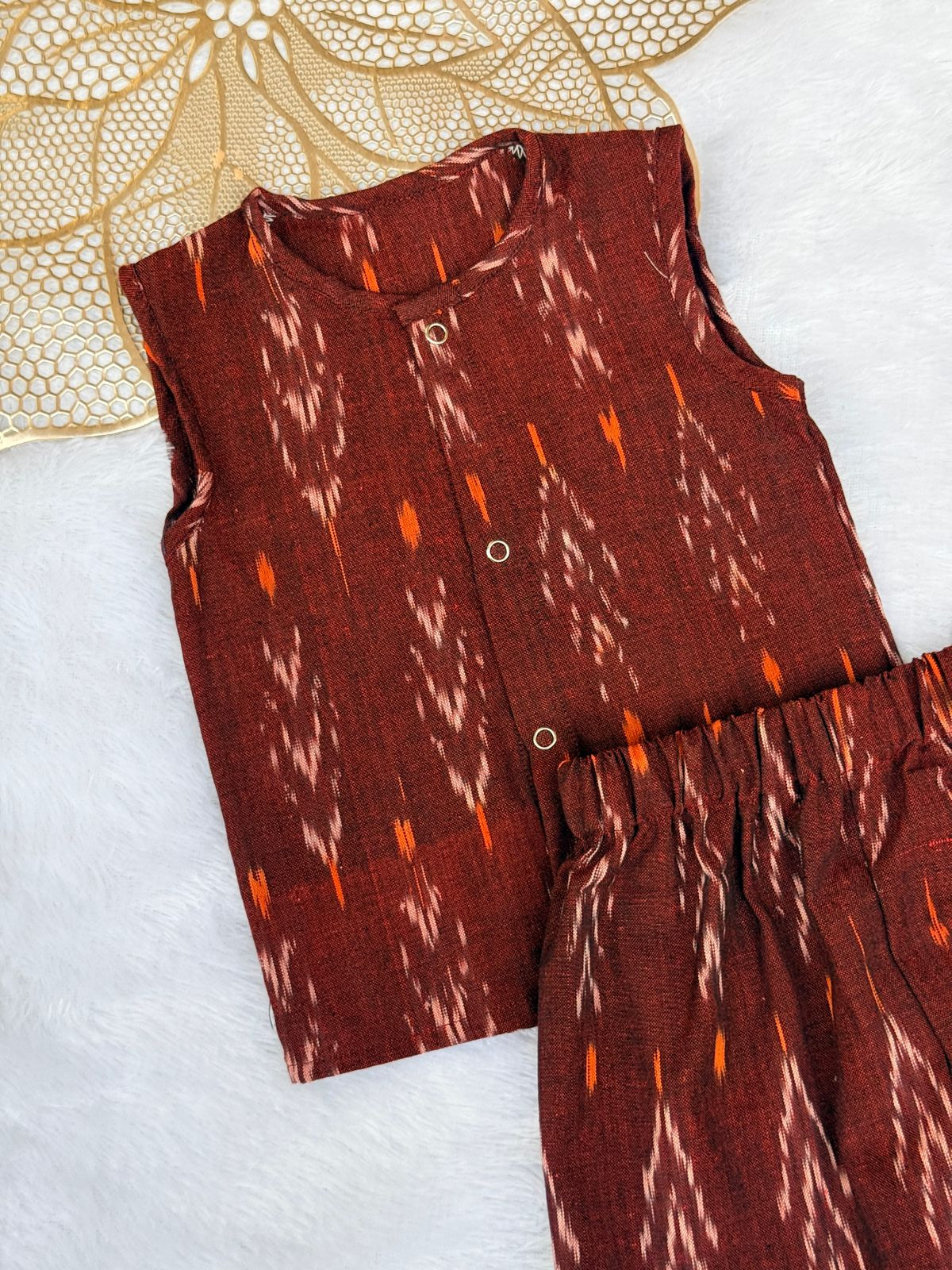SUMMER -SC301-BROWN IKKAT COORD SET