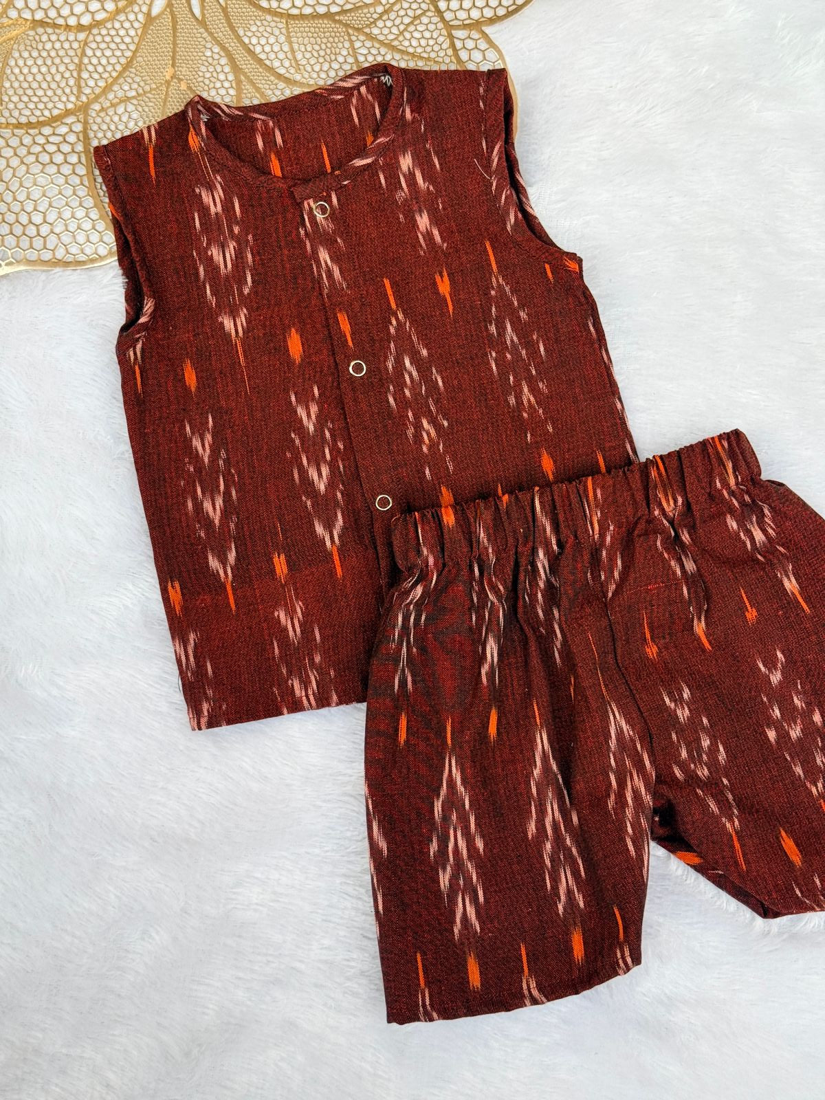 SUMMER -SC301-BROWN IKKAT COORD SET
