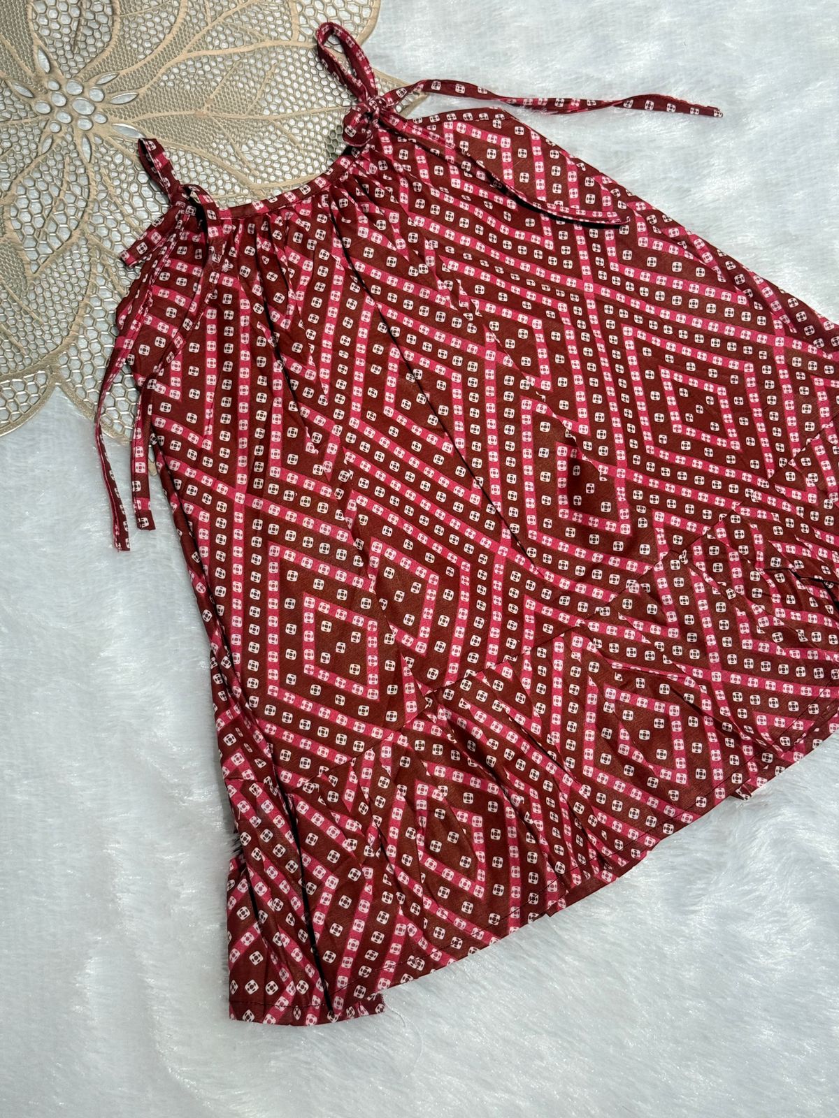 MINI GLOW- SC401 MAROON MINIGLOW FROCK