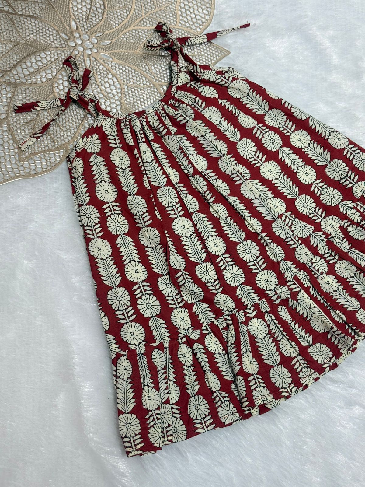 MINI GLOW- SC403- DEEP MAROON MINIGLOW FROCK
