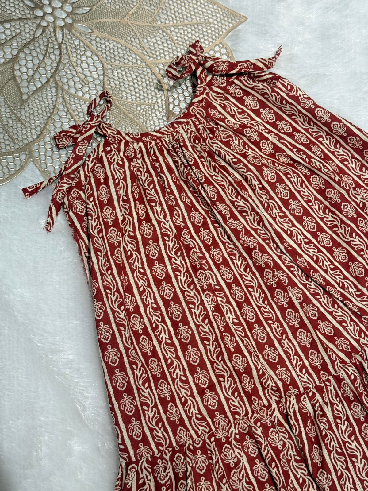 MINI GLOW- SC405-BROWN STRIPED  MINIGLOW FROCK