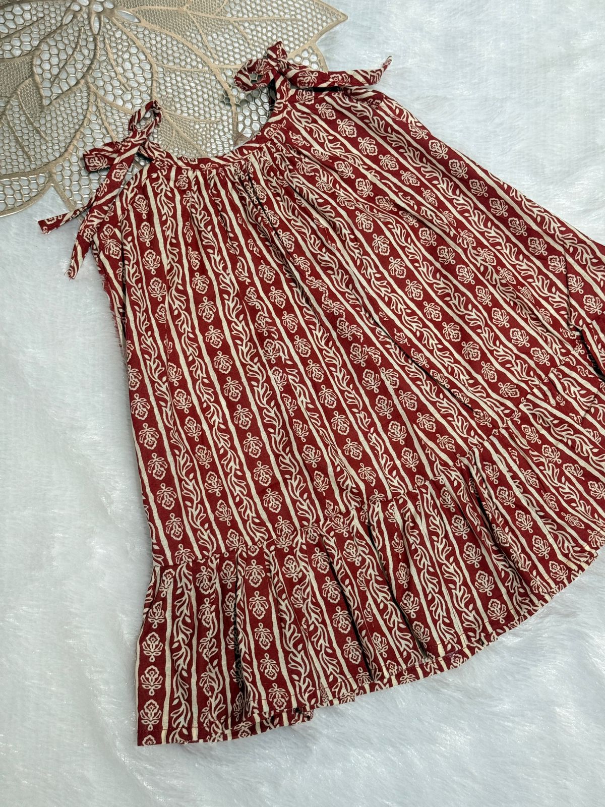 MINI GLOW- SC405-BROWN STRIPED  MINIGLOW FROCK