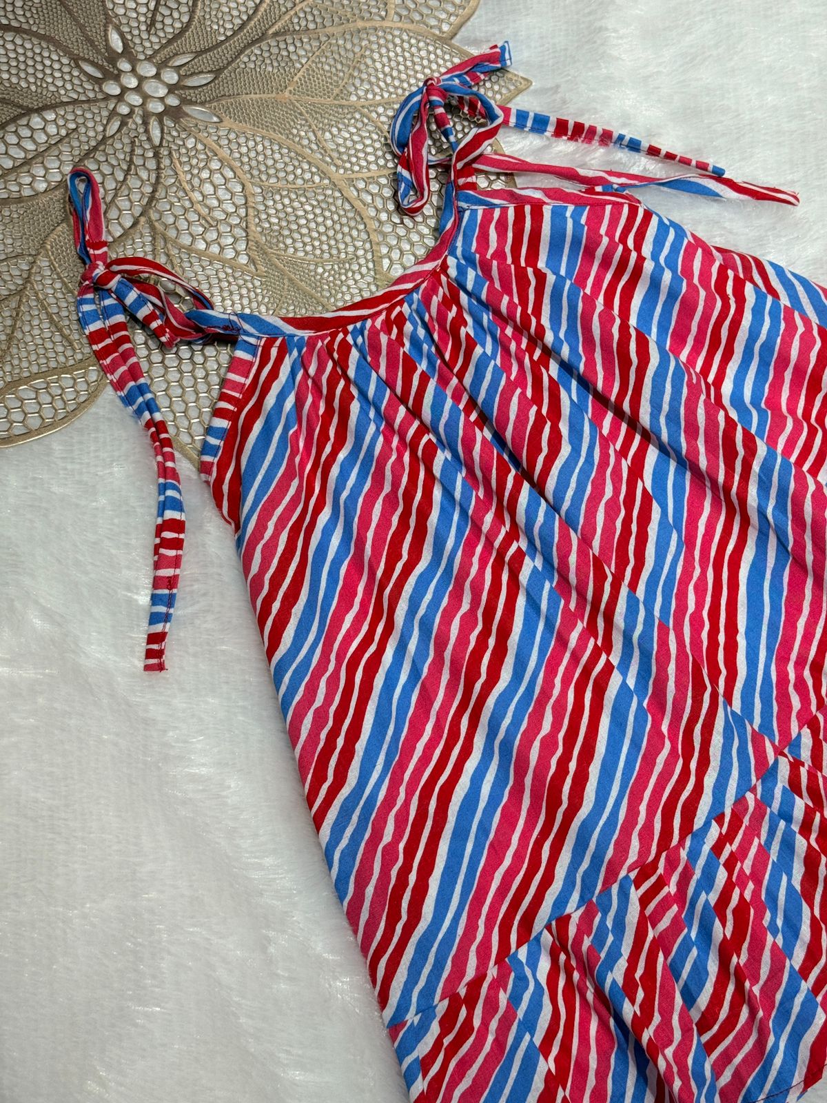MINI GLOW- SC406- RED STRIPED  MINIGLOW FROCK