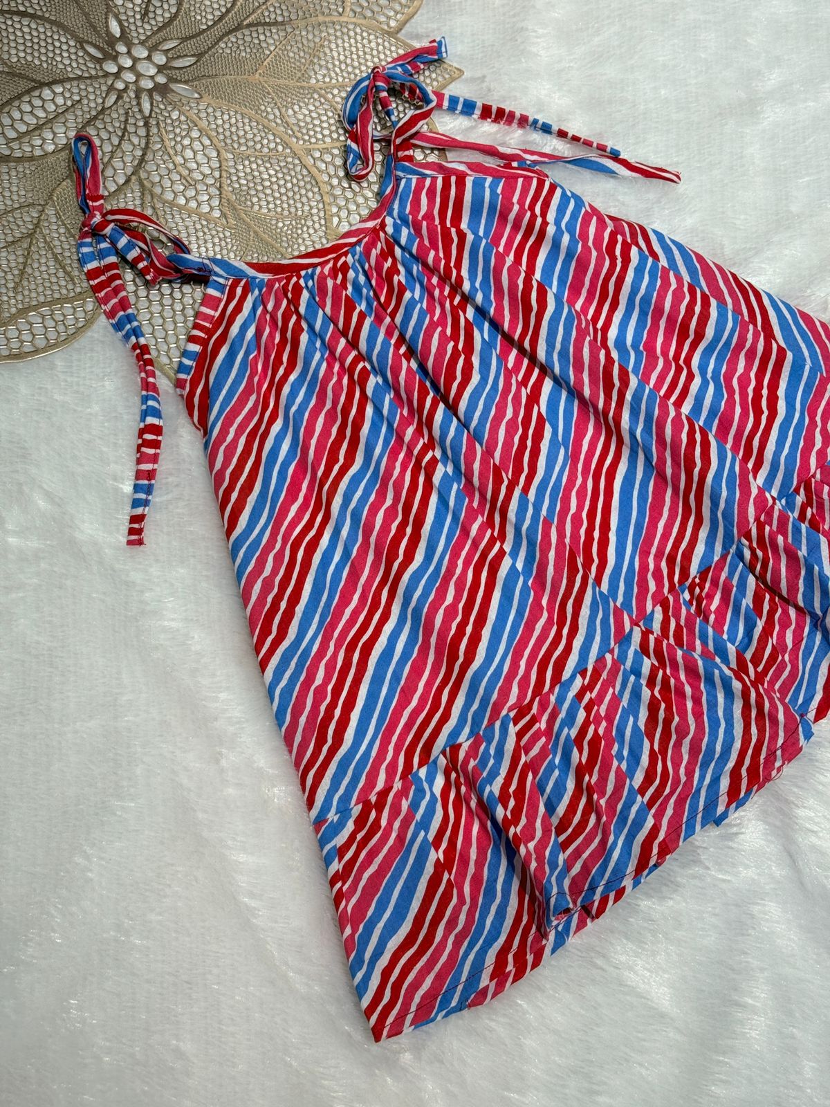 MINI GLOW- SC406- RED STRIPED  MINIGLOW FROCK