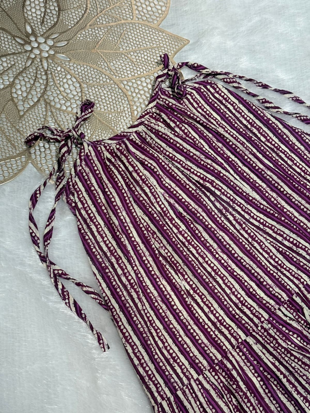 MINI GLOW- SC407- WINE STRIPED  MINIGLOW FROCK