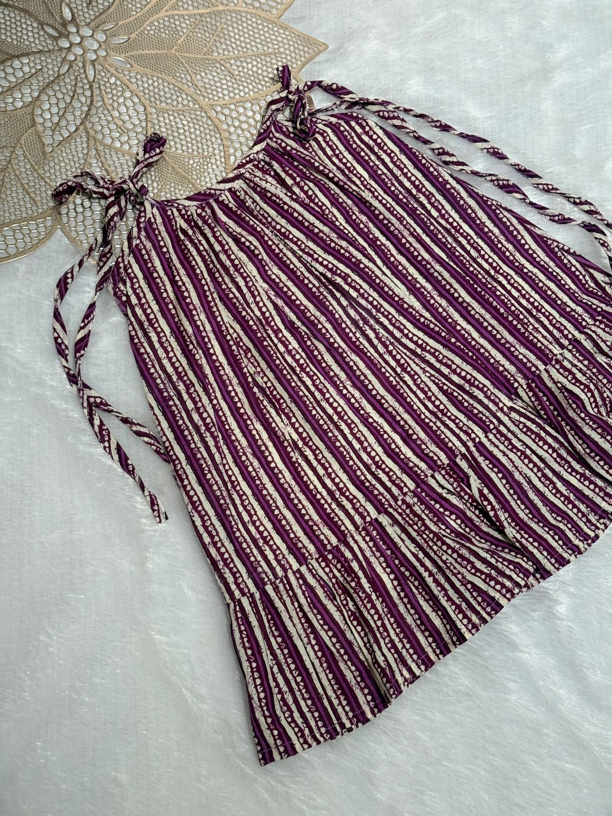 MINI GLOW- SC407- WINE STRIPED  MINIGLOW FROCK