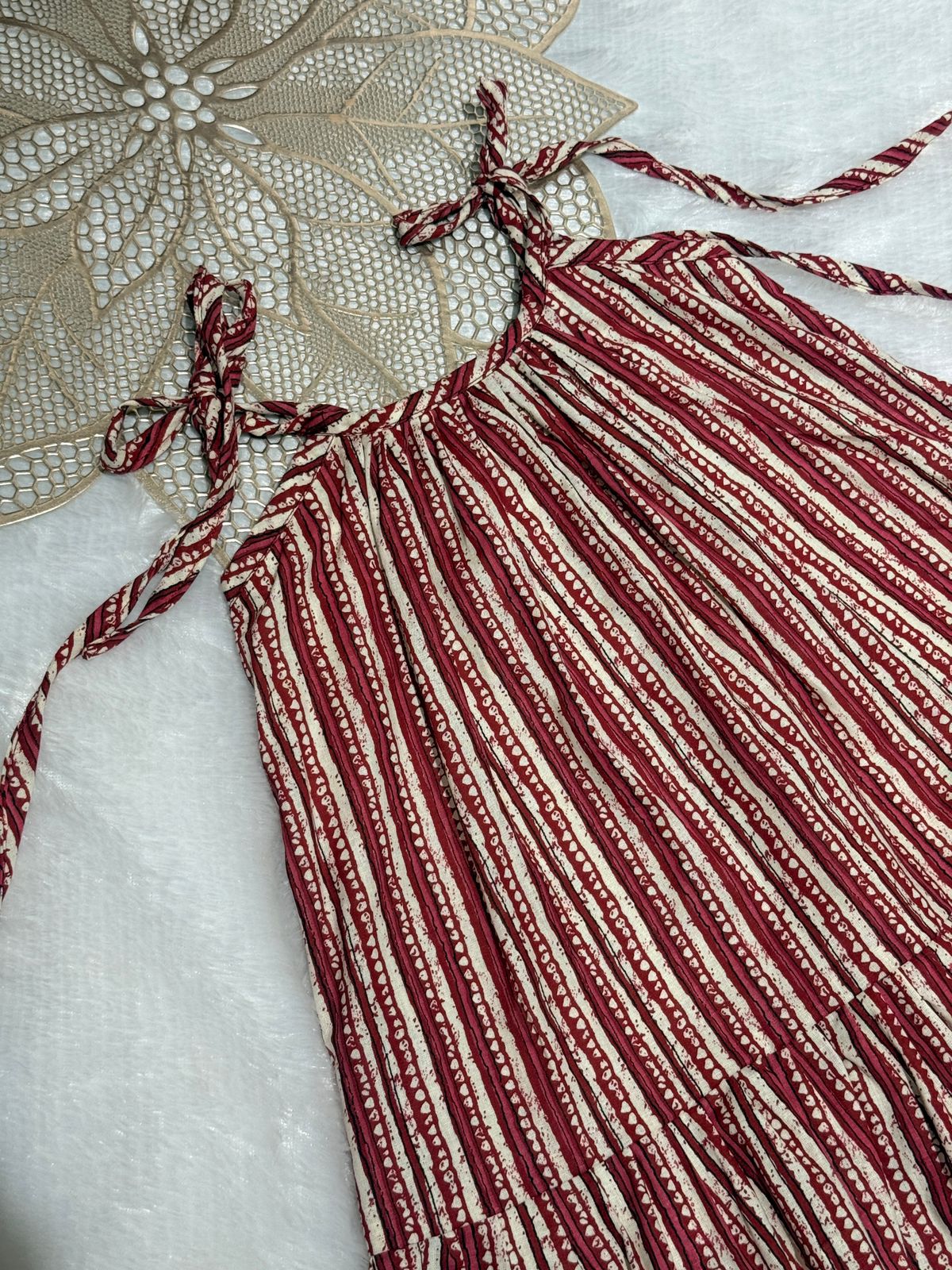 MINI GLOW- SC408- MAROON STRIPED FROCK